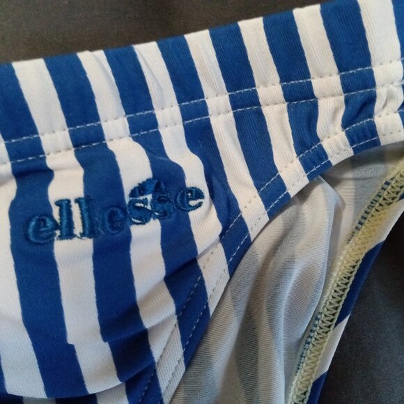 ELLESSE SWIM BRIEF, Asian Size "L", Blue and White Stripes - VINTAGE (Pre-Owned) - Picture 3 of 7